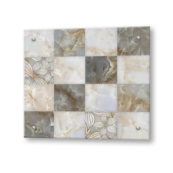 Кухонный экран из стекла Мраморная плитка 600х550х4мм